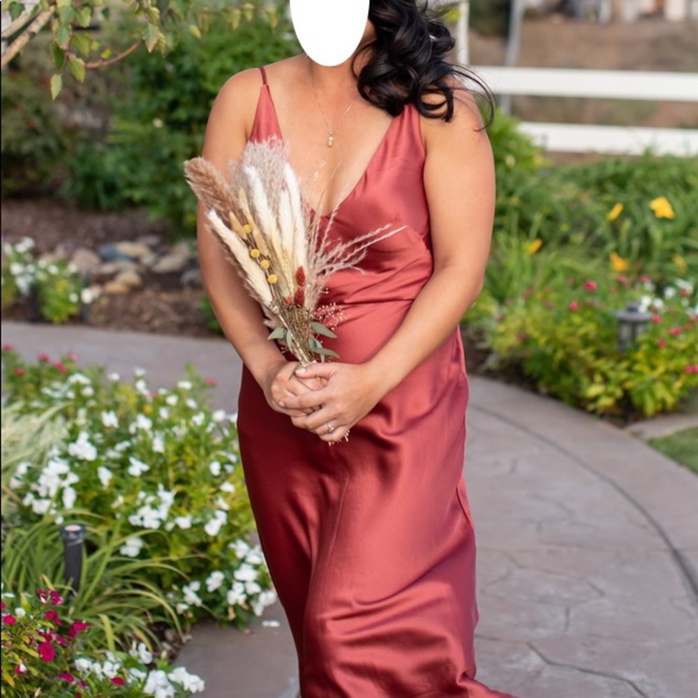 BHLDN Jenny Yoo Marcy Satin Rust slip dress - Picture 5 of 8